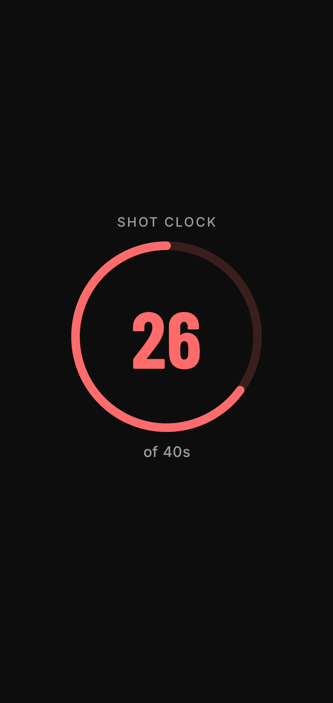 Door mode shot clock: a ring counting down, 26 of 40 seconds.